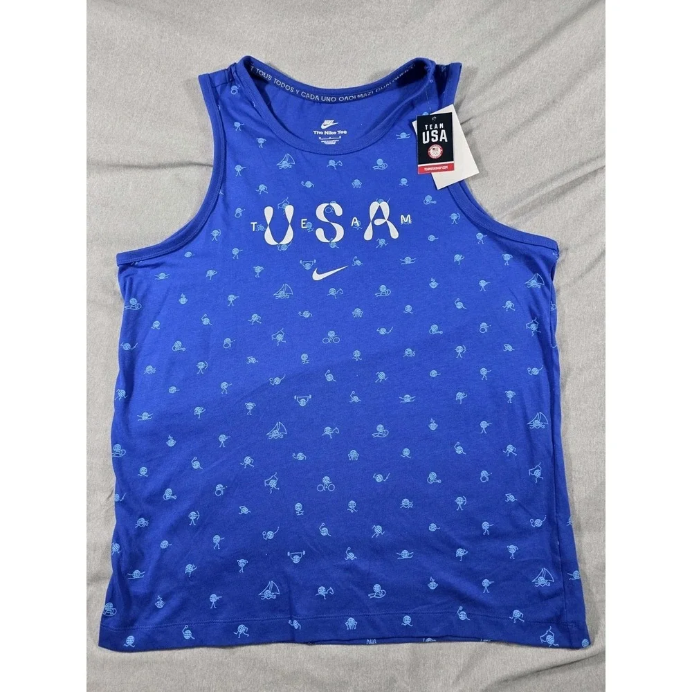 NWT Nike USA Team Shirt Mens Medium Blue All Over Print Tank Top